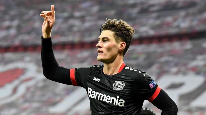 fotbal, Evropská liga 2020/2021, Bayer Leverkusen v Hapoel Beer Ševa, Patrick Schick slaví gól