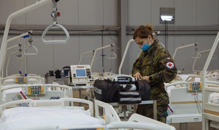 Covid-19, covid, koronavirus, korona, armáda, voják, polní nemocnice, LetňanyPraha, 22.10. 2020, HN - Lukáš Bíba