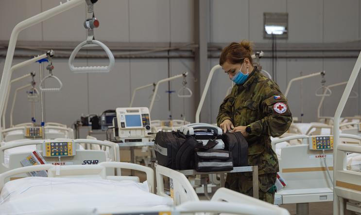 Covid-19, covid, koronavirus, korona, armáda, voják, polní nemocnice, LetňanyPraha, 22.10. 2020, HN - Lukáš Bíba