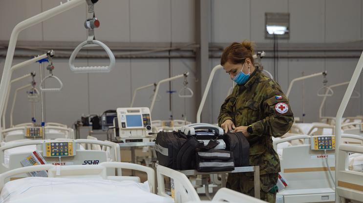 Covid-19, covid, koronavirus, korona, armáda, voják, polní nemocnice, LetňanyPraha, 22.10. 2020, HN - Lukáš Bíba