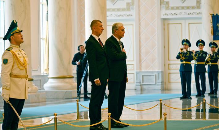 Andrej Babiš, premiér, Kasym-Žomart Tokajev, prezident, politik