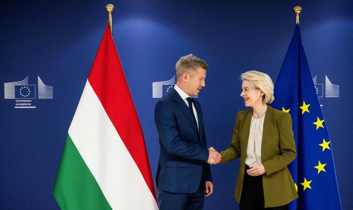 Pravděpodobný budoucí premiér Maďarska Péter Magyar s předsedkyní Evropské komise Ursulou von der Leyenovou.