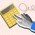 Hand,Clicks,Button,On,A,Calculator.,Modern,Photo,Collage,Style.