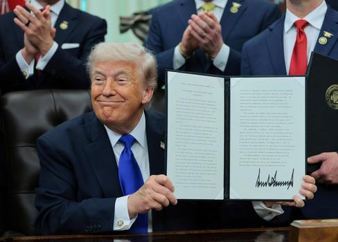 U.S. President Donald Trump in the Oval Office at the White House in Washington