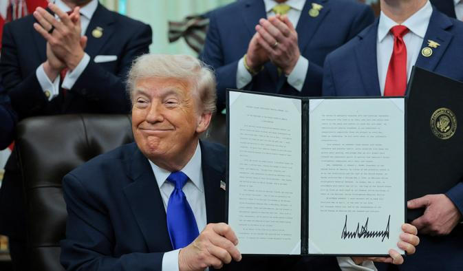 U.S. President Donald Trump in the Oval Office at the White House in Washington