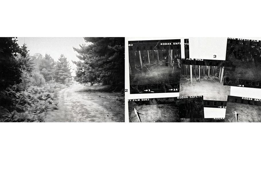 Série fotografií dokumentující vyšetřování incidentu UFO.