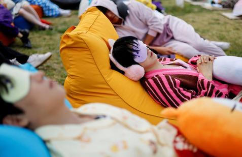 Power Nap Contest for sleep-deprived South Korea held in Seoul