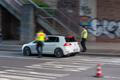 Policisté při silniční kontrole v Německu