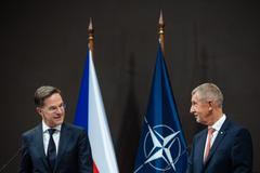 Premiér Andrej Babiš a generální tajemník NATO Mark Rutte