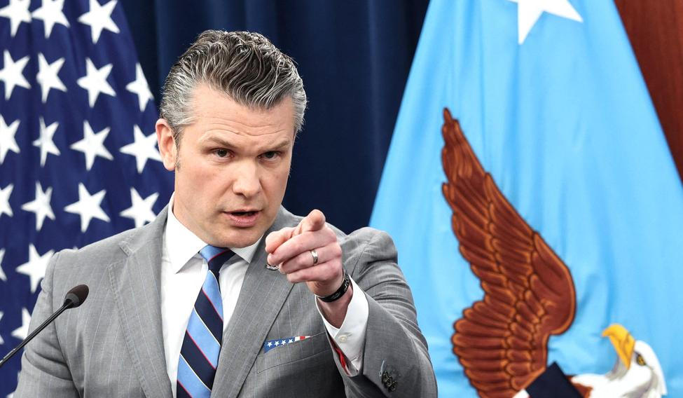 U.S. Defense Secretary Hegseth and Chairman of the Joint Chiefs of Staff General Caine hold a briefing on the Iran war, at the Pentagon