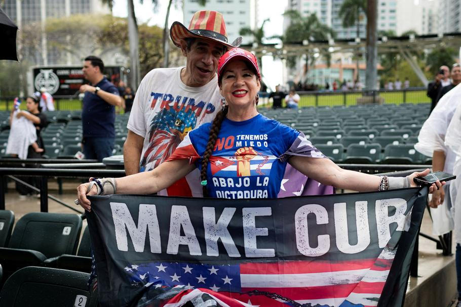 Cuban-exile community members gather in Miami for a "Free-Cuba" rally