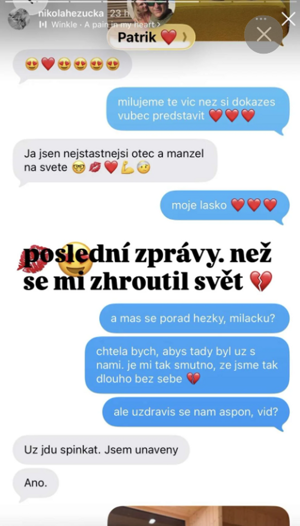 zprávy Nikoly Hezucké s manželem