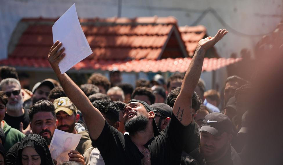 Funeral of four people killed in an Israeli strike, in Ansariyeh