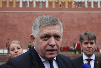 Slovak Prime Minister Robert Fico attends a flower-laying ceremony in Moscow