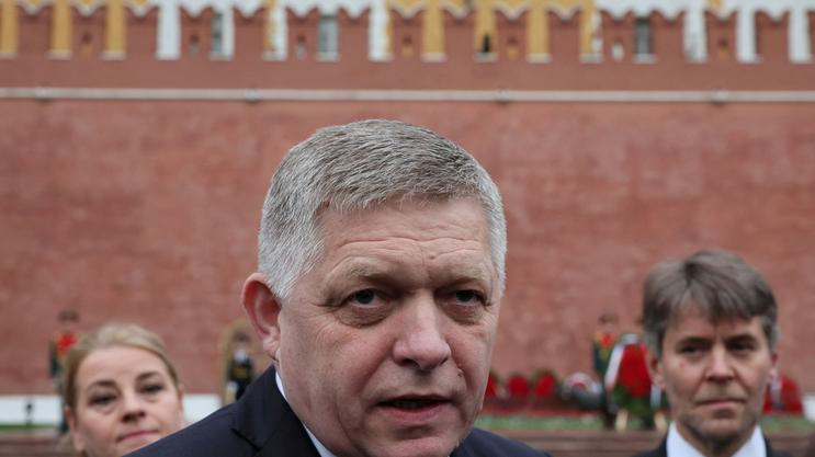 Slovak Prime Minister Robert Fico attends a flower-laying ceremony in Moscow