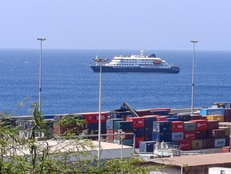 FILE PHOTO: Cruise ship MV Hondius with suspected hantavirus cases off Cape Verde port