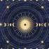 Card,Of,Mystical,Sun,,Moon,,Crescent,,Star,,Sunburst,,Night,Sky.