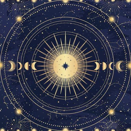 Card,Of,Mystical,Sun,,Moon,,Crescent,,Star,,Sunburst,,Night,Sky.