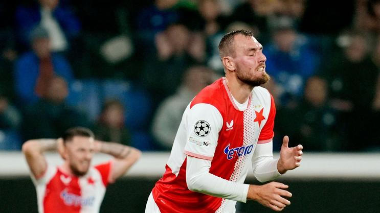 Tomáš Chorý v zápase LM Atalanta - Slavia Praha