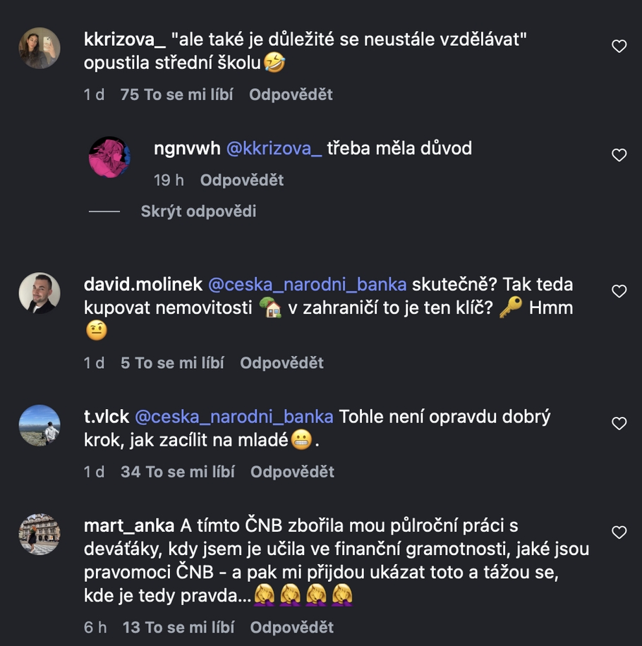Komentáře pod „investičním příspěvkem“ jedné z tváří Miss Czech Republic už promazal správce profilu soutěže krásy.