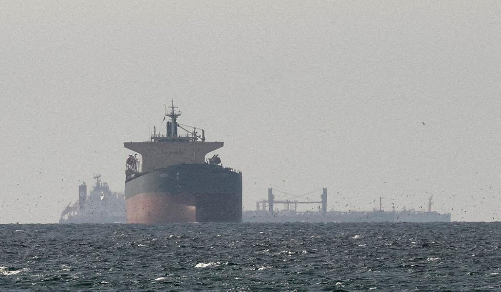 FILE PHOTO: Cargo ships in the Gulf, near the Strait of Hormuz