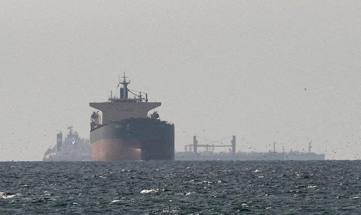 FILE PHOTO: Cargo ships in the Gulf, near the Strait of Hormuz