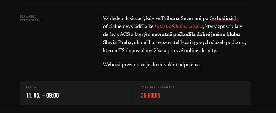 Vzkaz, který se objevil na fanouškovské stránce.
