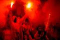Praha, 27.07.2024, FOTBAL, SK Slavia Praha vs. SK Dynamo České Budějovice, pyrotechnika, fanoušci, kotel, Tribuna Sever.