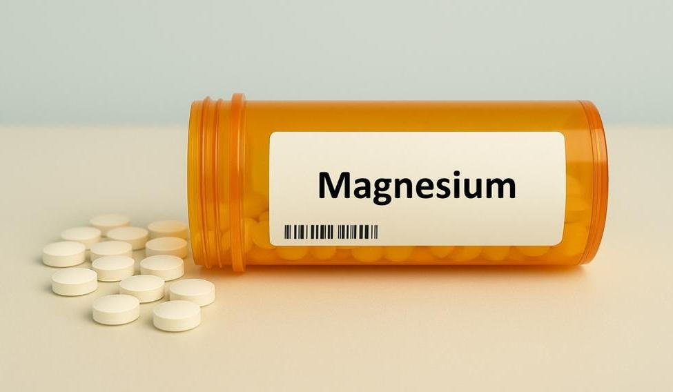 Magnesium,Tablets,Box,On,Hospital,Pharmacy,Table,With,Medical,Background