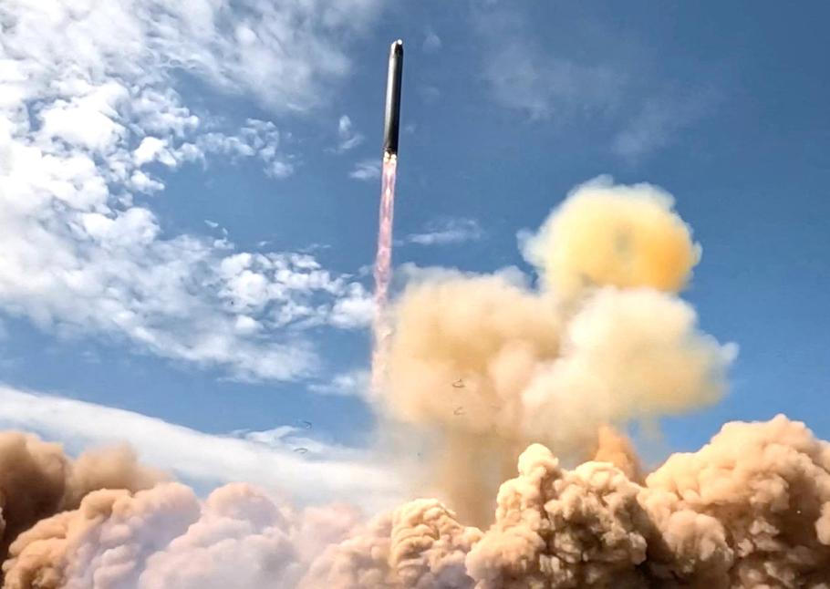 A test launch of the Sarmat intercontinental ballistic missile