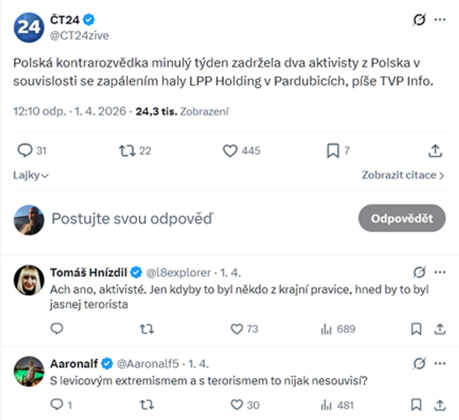 V ČT24 vidí obviněné z terorismu jako aktivisty