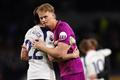 Tottenham Hotspur goalkeeper Antonin Kinsky and Conor Gallagher of Tottenham Hotspur comfort each other at full time during the Premier League match Tottenham Hotspur vs Leeds United at Tottenham Hotspur Stadium, London, United Kingdom on 11 May 2026  (Ph