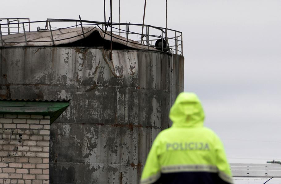 Damage to oil tanks after drones crashed at storage facility in Rezekne