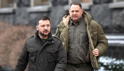 FILE PHOTO: Ukraine's President Zelenskiy amnd Head of Presidential Office Yermak in Kyiv