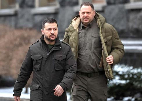 FILE PHOTO: Ukraine's President Zelenskiy amnd Head of Presidential Office Yermak in Kyiv