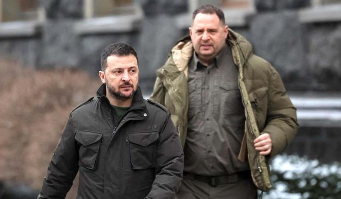 FILE PHOTO: Ukraine's President Zelenskiy amnd Head of Presidential Office Yermak in Kyiv
