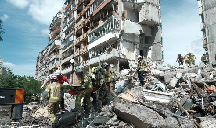 Aftermath of a Russian missile and drone attack in Kyiv