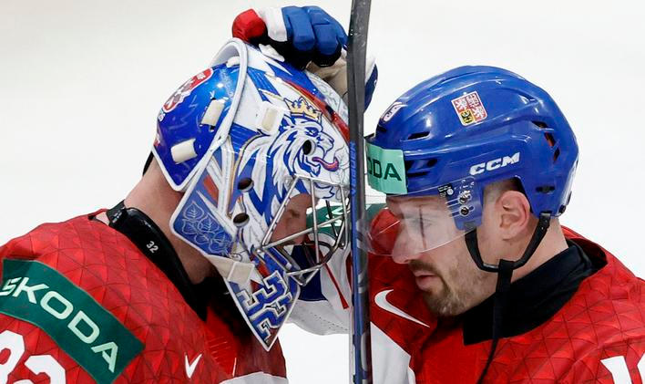 Josef Korřnář a Jakub Flek slaví triumf v zápase MS 2026 Česko - Dánsko