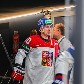 Roman Červenka v zápase MS 2026 Česko - Dánsko