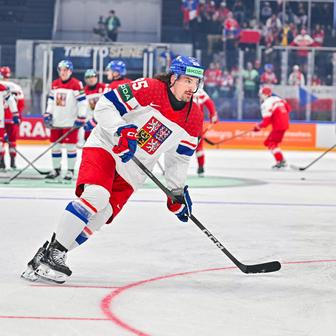 Daniel Voženílek v zápase MS 2026 Česko - Dánsko