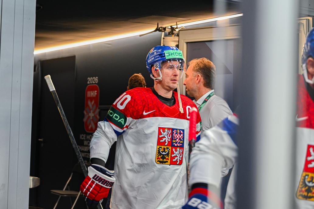 Roman Červenka v zápase MS 2026 Česko - Dánsko