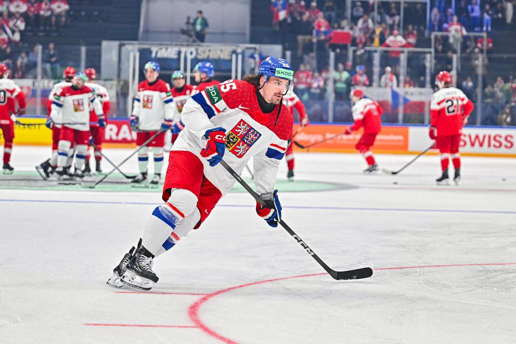 Daniel Voženílek v zápase MS 2026 Česko - Dánsko