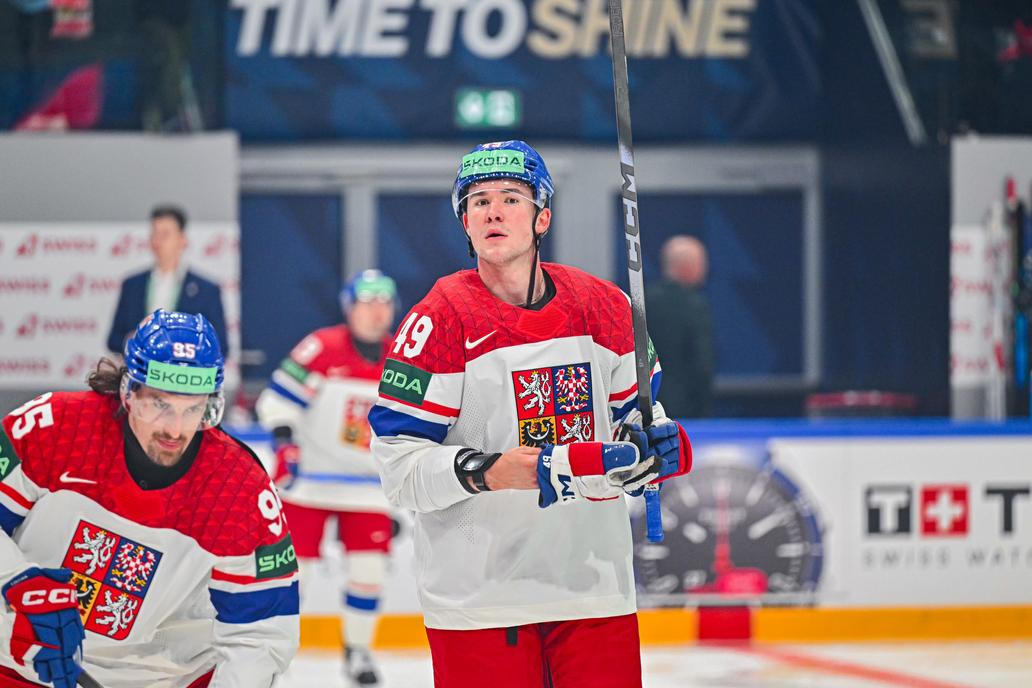 Jaroslav Chmelař v zápase MS 2026 Česko - Dánsko
