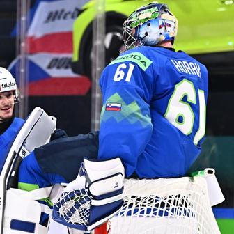 Lukáš Horák slaví triumf v zápase MS 2026 Česko - Slovinsko.