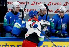 Ondřej Beránek a Blaž Gregorc v zápase MS 2026 Česko - Slovinsko