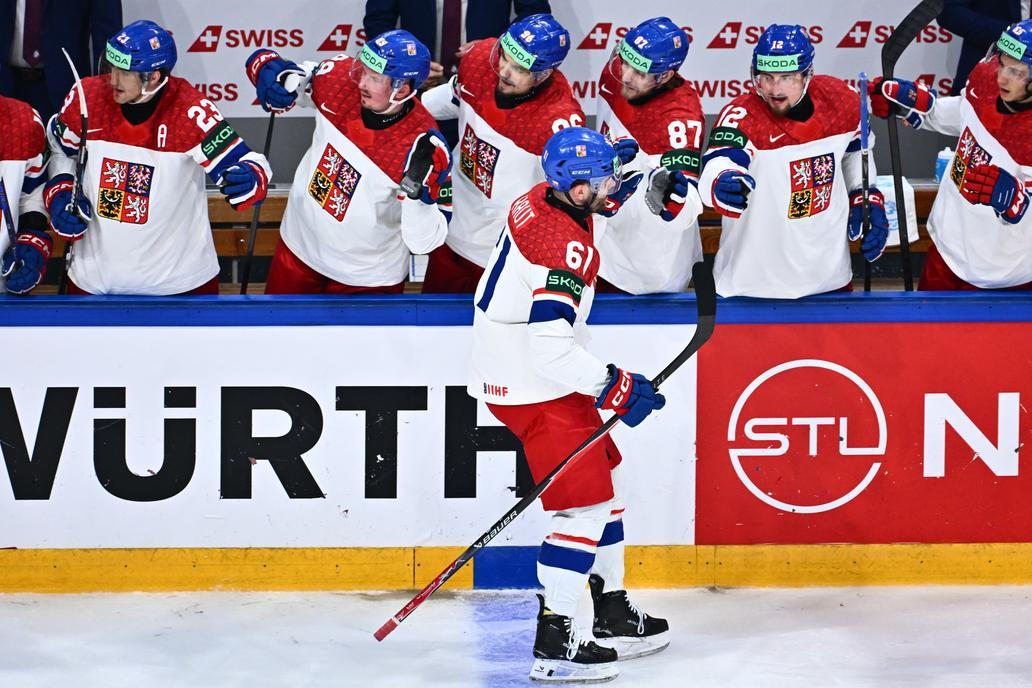 Martin Kaut slaví gól v zápase MS 2026 Česko - Slovinsko.