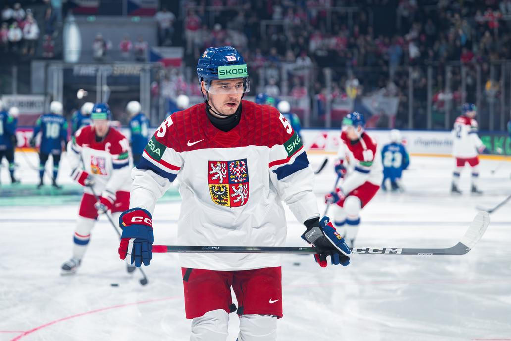 Libor Hájek v zápase MS 2026 Česko - Slovinsko