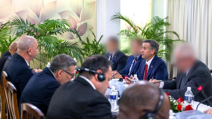 CIA Director John Ratcliffe attends a meeting with Cuban officials at a location given as Havana