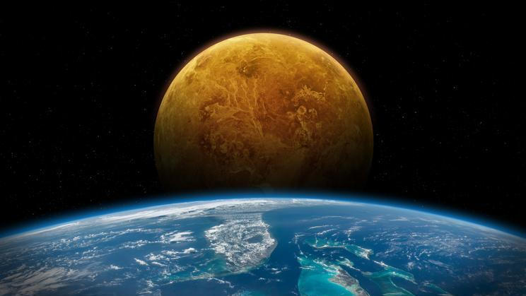 Earth,And,Venus,In,Space.,Solar,System,Planets,In,Deep