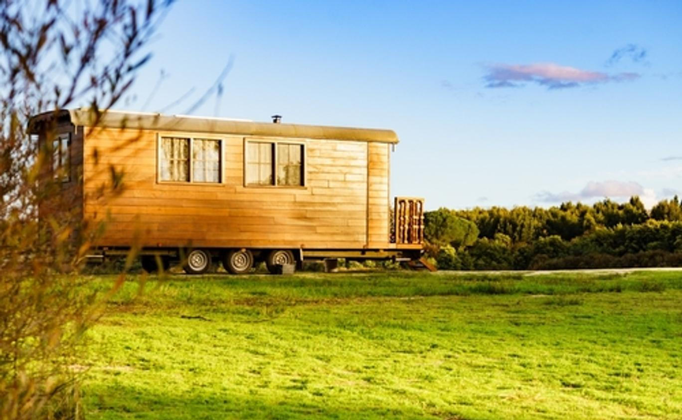 Caravan,Wooden,Construction,Trailer,Used,As,Tiny,House.